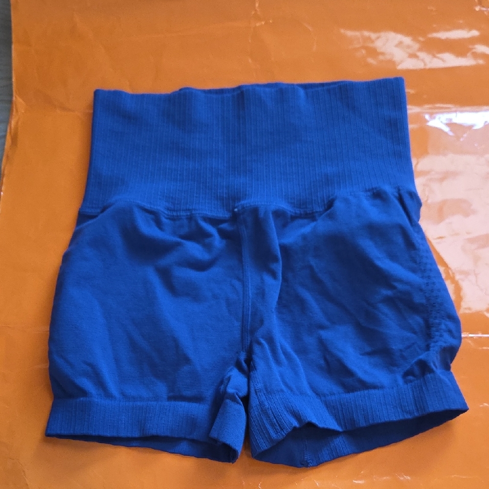 Nwot! Free People Movement Good Karma Hi-rise Short In Blue Indigo, Size Xs